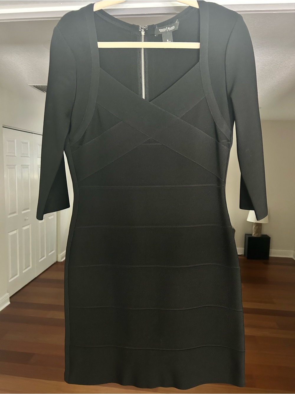 White House Black Market Black Long-Sleeve Sheath Dress